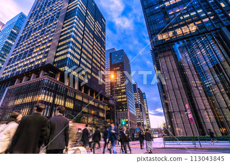 Tokyo cityscape in Japan: The intersection in front of Otemachi Station. Finished work...Going home... 113043845