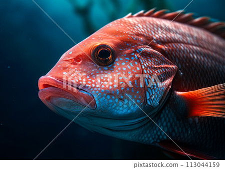 Red Snapper in the ocean water. Ai generative 113044159