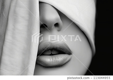 Womans Lips in Black and White 113044955