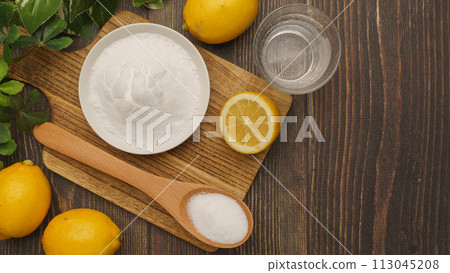 檸檬酸圖像 | 檸檬酸（粉）和檸檬 113045208