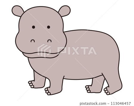 可愛河馬的向量圖。圖示、動物 113046457
