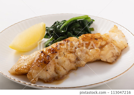 Grilled cod in butter and soy sauce Grilled cod in butter and soy sauce 113047216