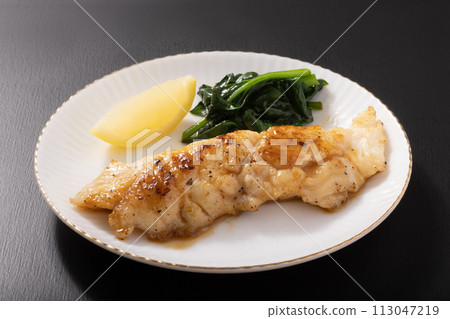 Grilled cod in butter and soy sauce 113047219