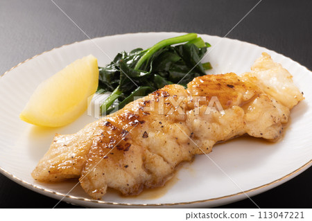 Grilled cod in butter and soy sauce Grilled cod in butter and soy sauce 113047221