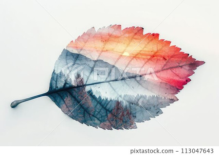leaf double exposure with beautiful nature background aigx04 113047643