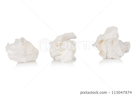 Toilet paper ball isolated on white background 113047874