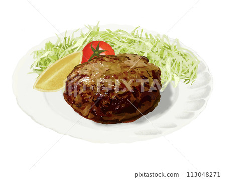 Hamburg steak (with side dishes) no sauce 113048271