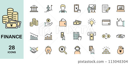 Money-related icon set color Money-related icon set color 113048304