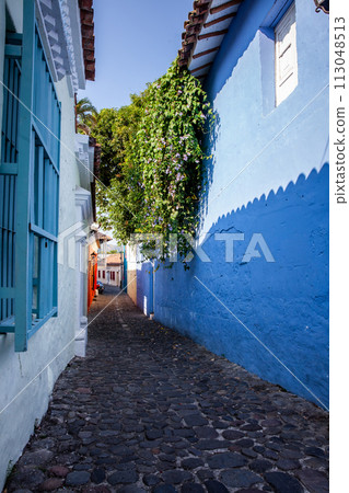 Famous historical street of traps located in the historic center of the heritage town of Honda in the department of Tolima in Colombia 113048513
