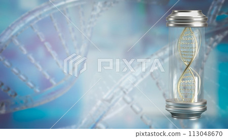 The DNA in Glass tube for Sci or education concept 3d rendering. The DNA in Glass tube for Sci or education concept 3d rendering. 113048670