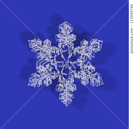 Snowflake microscope observation sketch blue background with shadow Snowflake microscope observation sketch blue background with shadow 113048748