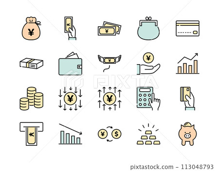 Money-related icon set color 113048793
