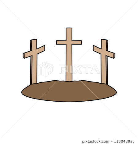 Three crosses are drawn on a white background Three crosses are drawn on a white background 113048983
