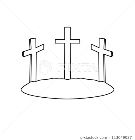 Three crosses are drawn on a white background Three crosses are drawn on a white background 113049027