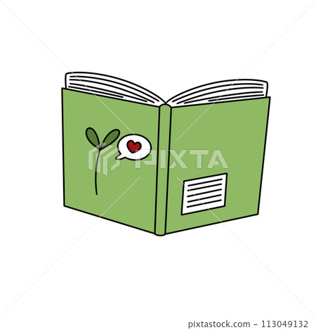 A green book with a heart on it 113049132