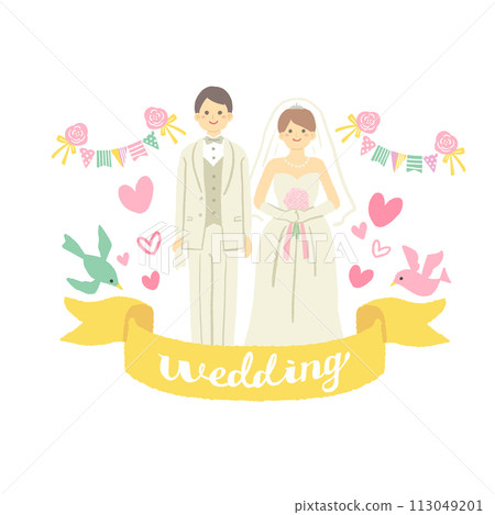 新娘和新郎的婚禮插畫 113049201