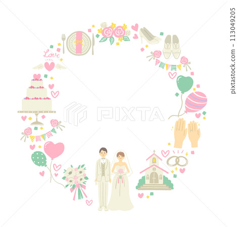 Wedding illustration frame 113049205