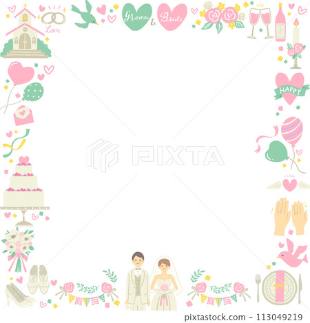 婚禮插畫框架 婚禮插畫框架 113049219