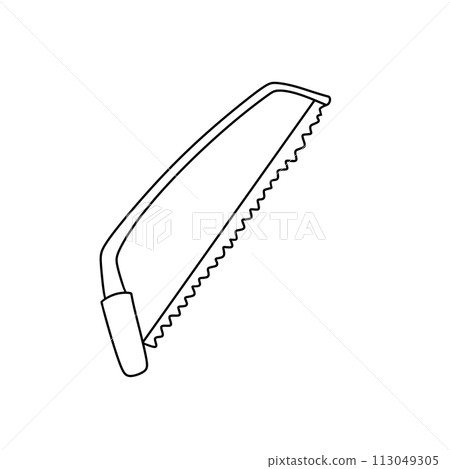 A black and white drawing of a saw A black and white drawing of a saw 113049305