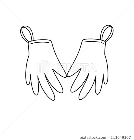 Two gloves are shown with their fingers touching Two gloves are shown with their fingers touching 113049307