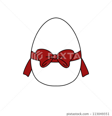 A white egg with a red bow around it A white egg with a red bow around it 113049351