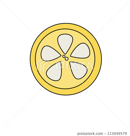 A yellow lemon with a white center 113049579