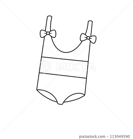 A white swimsuit with a bow on the back A white swimsuit with a bow on the back 113049590