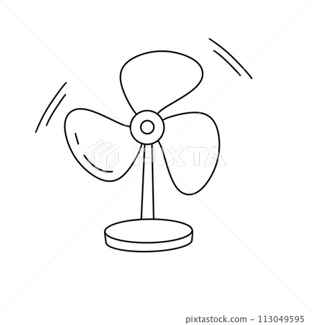 A fan is shown in a black and white drawing A fan is shown in a black and white drawing 113049595
