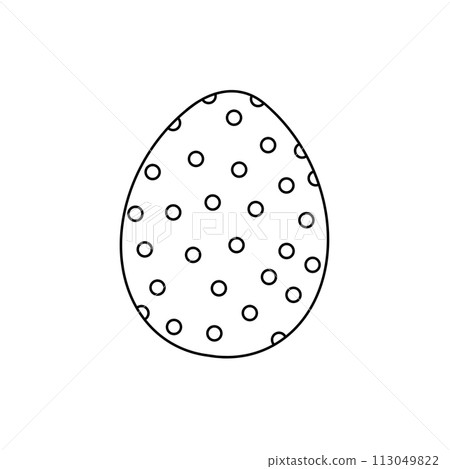 A white egg with black polka dots A white egg with black polka dots 113049822