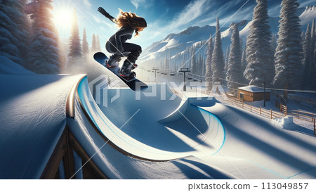 Woman snowboarding Type F DALL-E3 used 113049857