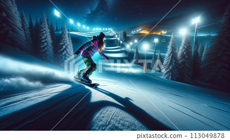 Woman snowboarding using Type U DALL-E3 113049878