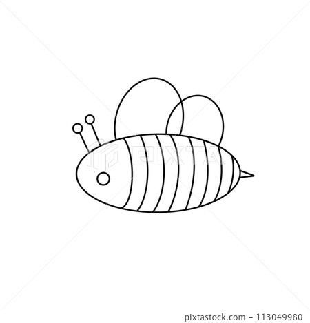 A black and white drawing of a bee 113049980