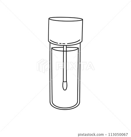 A small glass bottle with a white cap 113050067