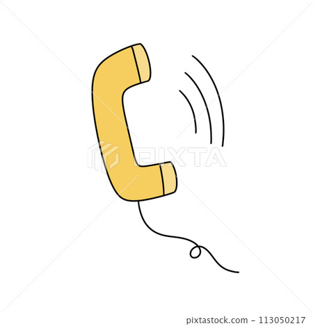 A yellow phone with a cord hanging from it 113050217