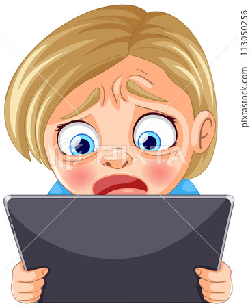 Frustrated Child with Digital Tablet 113050256