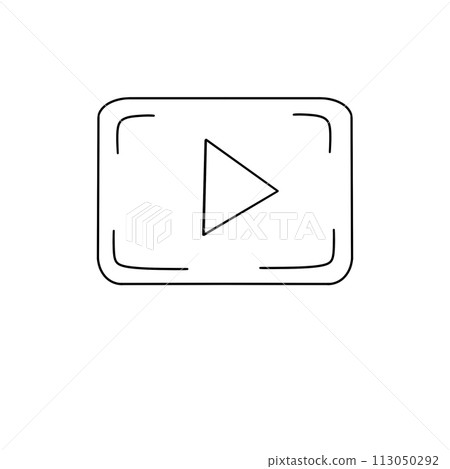 A white and black picture of a play button A white and black picture of a play button 113050292