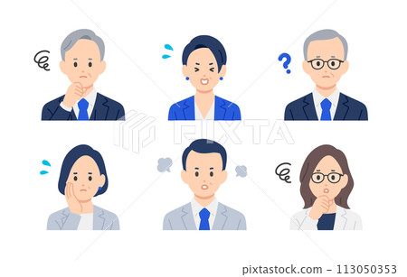 男性和女性上半身一組負面管理者/管理者【人物向量圖素材】 男性和女性上半身一組負面管理者/管理者【人物向量圖素材】 113050353