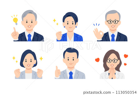 正面經理/經理上半身套裝男女【人物向量圖素材】 正面經理/經理上半身套裝男女【人物向量圖素材】 113050354