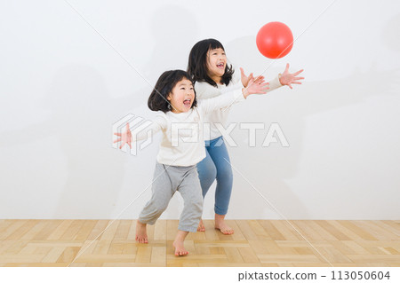 Sisters playing happily 113050604