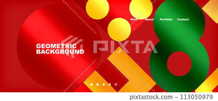 Colorful geometric background with circles. Vector Illustration For Wallpaper, Banner, Background, Card, Book Illustration, landing page Colorful geometric background with circles. Vector Illustration For Wallpaper, Banner, Background, Card, Book Illustration, landing page 113050979