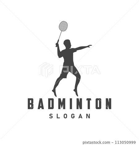 Badminton logo vector black silhouette badminton sport player vintage minimalist racket and shuttlecock design illustration template Badminton logo vector black silhouette badminton sport player vintage minimalist racket and shuttlecock design illustration template 113050999