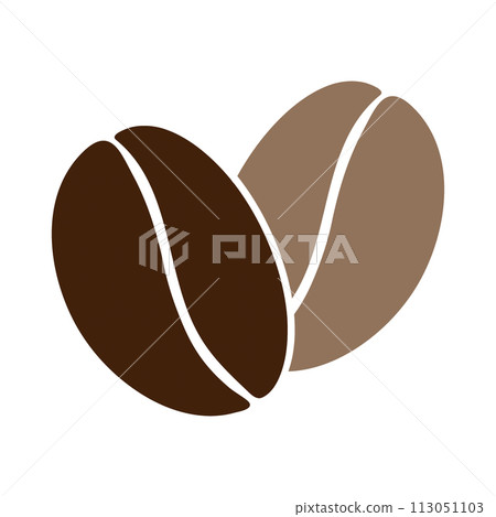 Coffee beans in trendy dark and soft brown Logo Sticker Pointer Coffee Day greetings design concept Coffee beans in trendy dark and soft brown Logo Sticker Pointer Coffee Day greetings design concept 113051103