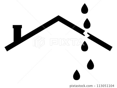 leak roof icon. leaking roof house sign. ceiling leak symbol. flat style. leak roof icon. leaking roof house sign. ceiling leak symbol. flat style. 113051104