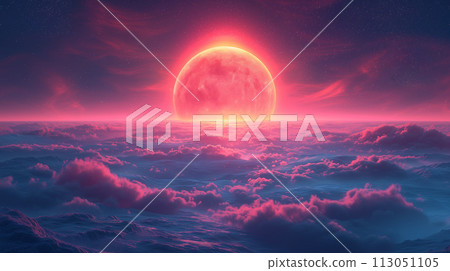 Pink moon seen from a mysterious planet AI-generated image Pink moon seen from a mysterious planet AI-generated image 113051105
