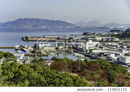 View from the ruins of Kawanoe Castle, Kawanoe Port, Shikokuchuo City, Ehime Prefecture 113051131