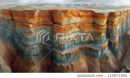 Cross-sectional view of strata that shows the passage of time AI-generated image 113051369