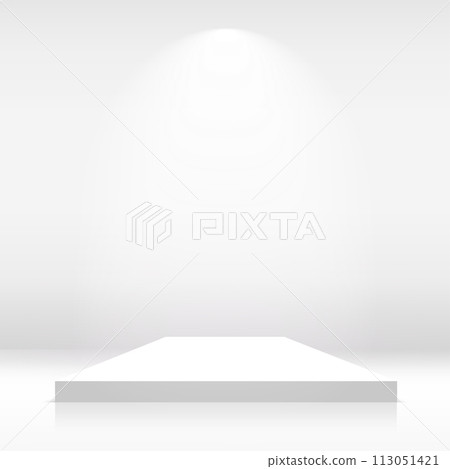 White podium or pedestal with spotlight. Vector White podium or pedestal with spotlight. Vector 113051421