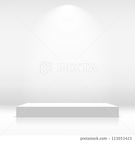 White podium or pedestal with spotlight. Vector White podium or pedestal with spotlight. Vector 113051423