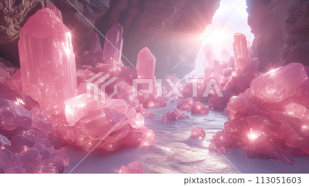A dazzling pink gemstone cave AI-generated image A dazzling pink gemstone cave AI-generated image 113051603