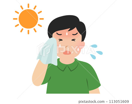 Heatstroke Vector illustration of a hot-looking man Heatstroke Vector illustration of a hot-looking man 113051609